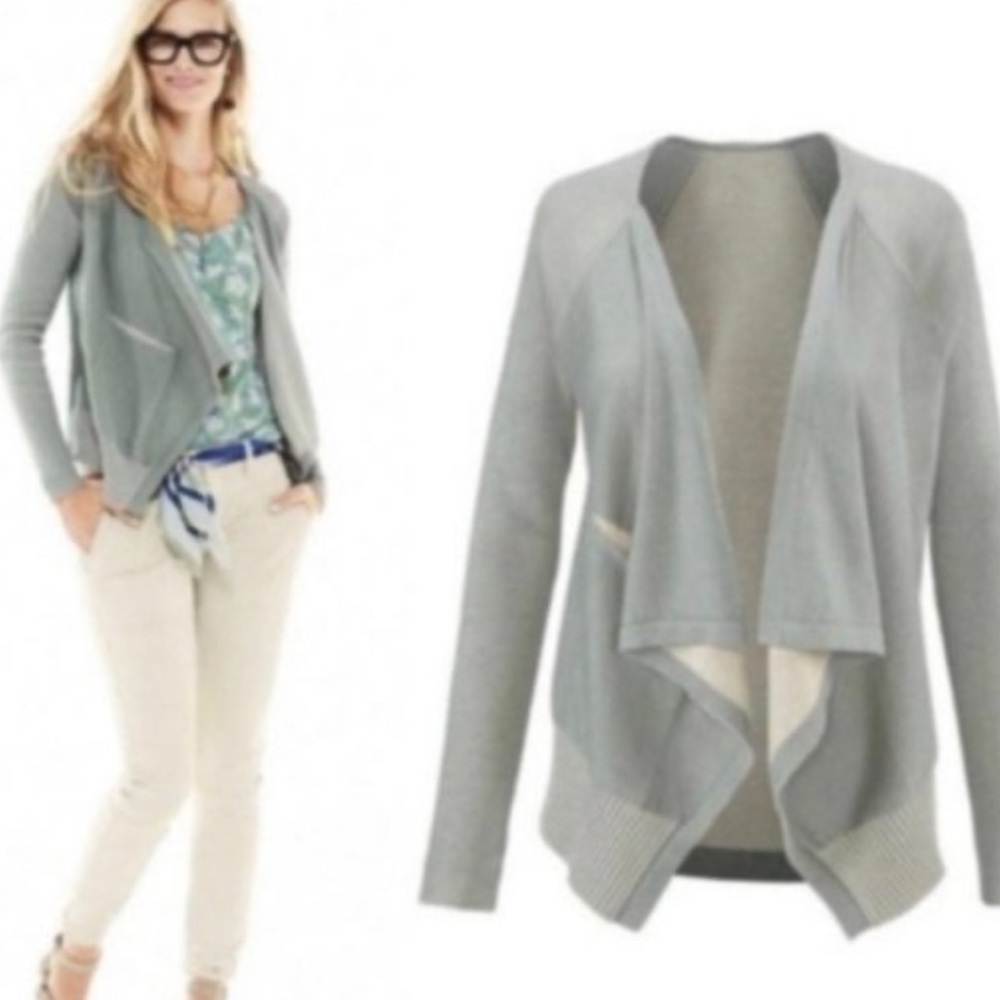 Cabi Sage Green Pocket Waterfall Draped Cardigan Size Medium Flowy Knit Classic